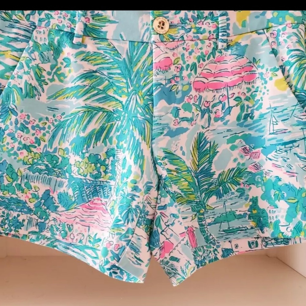 NWOT Lilly Pulitzer Callahan Knit Short Gustavia Green Sunshine City Size 10